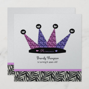 Convites de festas da Princesa Zebra