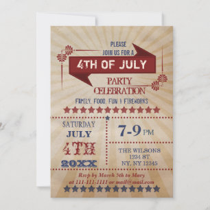 Convites de festas de 4 de julho