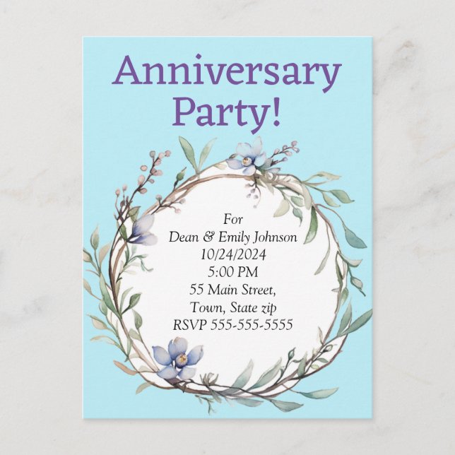 Convites de festas de aniversário (Frente)