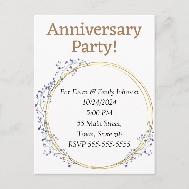 Convites de festas de aniversário (Frente)