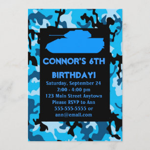 Convites de festas de aniversários azuis da