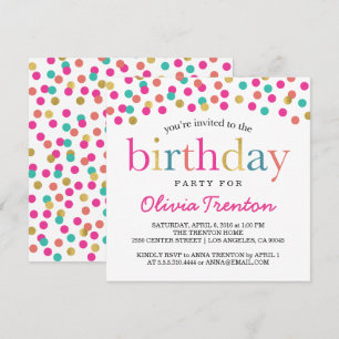 Convites de festas de aniversários Confetti Colori