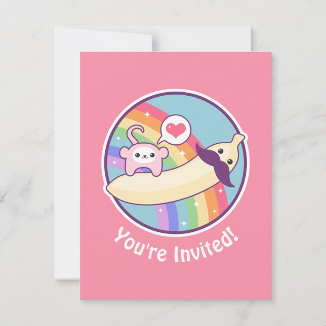 Convites de festas de aniversários de Banana de Ca (Frente)