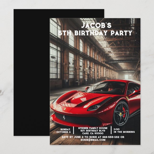 Convites de festas de aniversários de Carros de Id (Frente/Verso)
