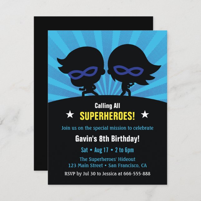 Convites de festas de Aniversários de criança com  (Frente/Verso)