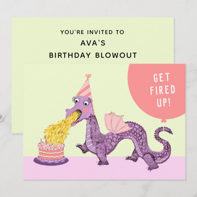 Convites de festas de aniversários de Dragão de Me (Frente/Verso)