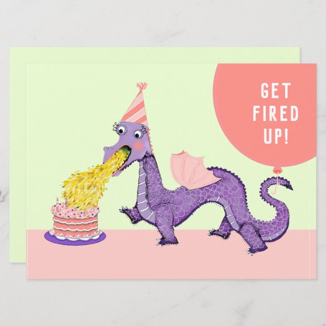 Convites de festas de aniversários de Dragão de Me (Frente/Verso)