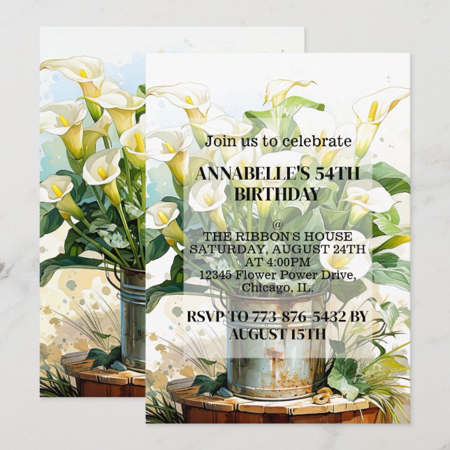 Convites de festas de aniversários de Flores de Li (Frente/Verso)