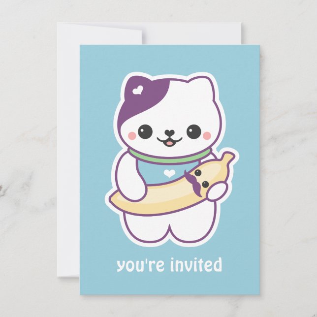 Convites de festas de aniversários de Gato de Bana (Frente)