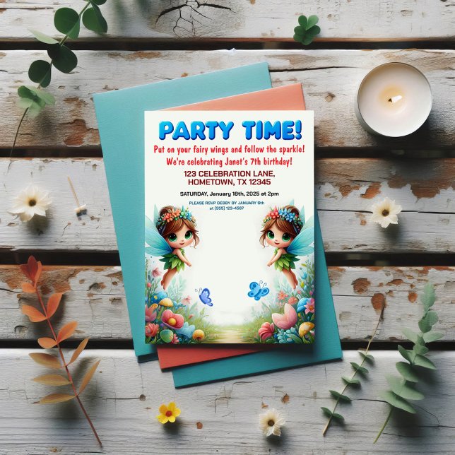 Convites de festas de aniversários de jardim de fa (Criador carregado)