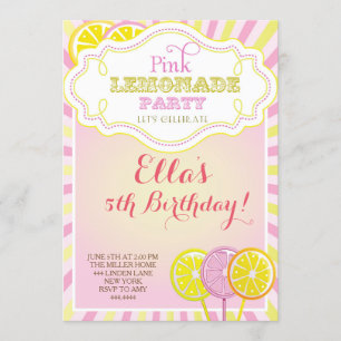 Convites de festas de aniversários de limonada cor