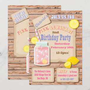 Convites de festas de aniversários de limonada ros