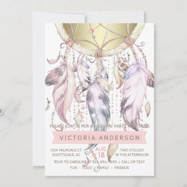 Convites de festas de aniversários de Meninas Sonh (Frente)