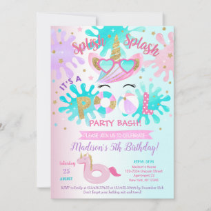 Convites de festas de aniversários de piscina com 