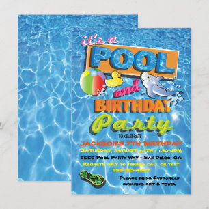 Convites de festas de aniversários de piscina com
