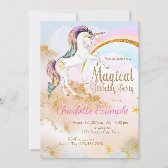 Convites de festas de aniversários de Unicórnio má (Frente)