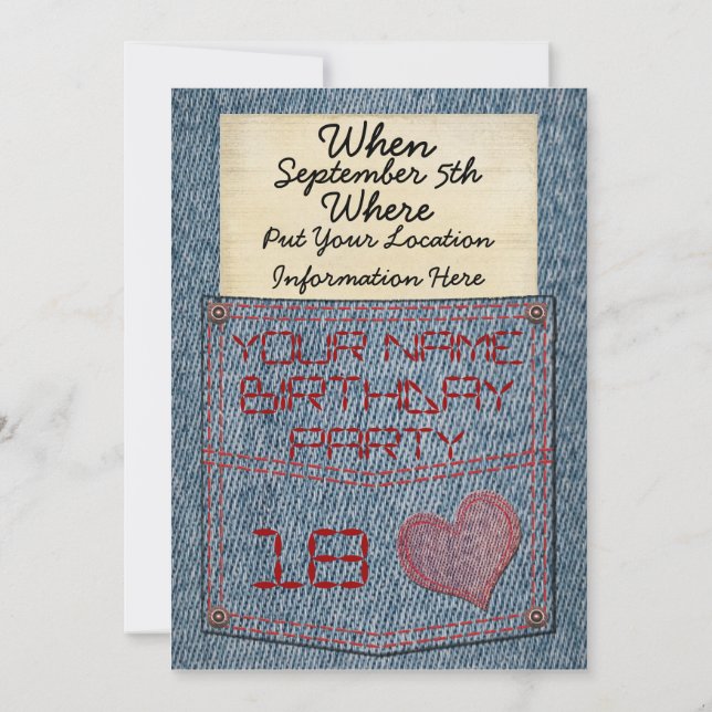 Convites de festas de aniversários do bolso de (Verso)