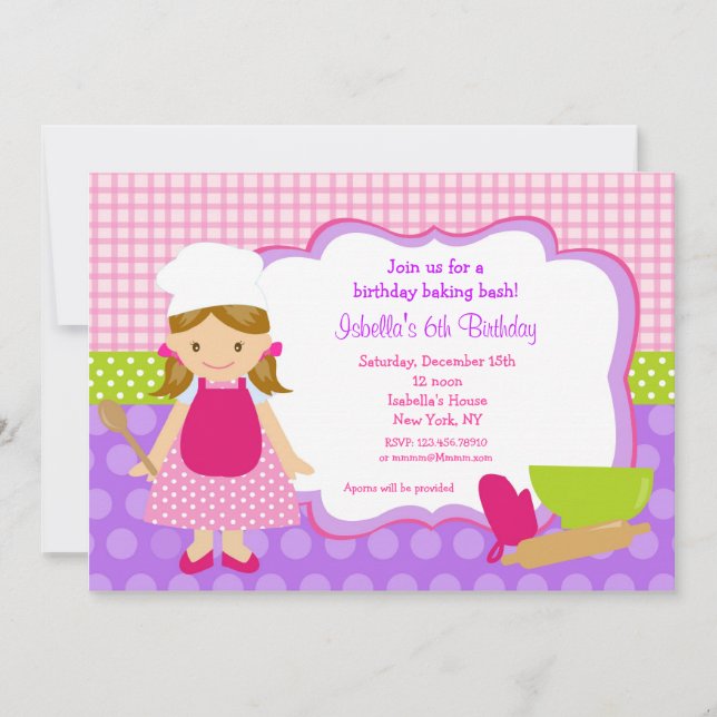 Convites de festas de aniversários do cozimento do (Frente)