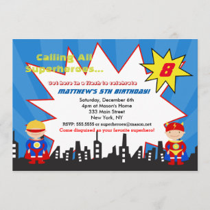 Convites de festas de aniversários do super-herói