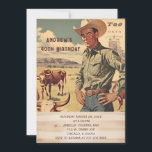 Convites de festas de aniversários engraçados de 4<br><div class="desc">Convite de aniversário de Surpresa de Mens Editáveis,  Convites de festas de aniversários Engraçados de 40 Meninos,  Convidado Russo de Cowboy Ocidental para Homens,  Qualquer Idade</div>