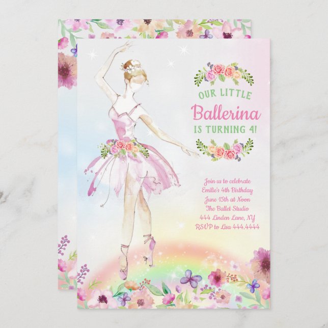 Convites de festas de aniversários florais da (Frente/Verso)