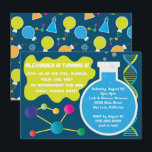 Convites de festas de aniversários Mad Science<br><div class="desc">O plano de fundo é uma cinza escura, mas você pode alterá-la clicando em Personalizá-la. Você também pode excluir a imagem no verso se precisar de mais espaço para informações, mapas ou fotos. © Cindy Bendel Design LLC Todos os direitos reservados.</div>