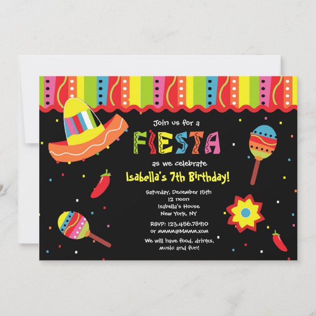 Convites de festas de aniversários mexicanos da (Frente)