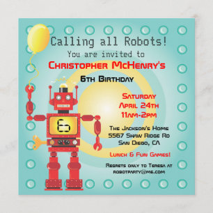 Convites de festas de aniversários retros do rob