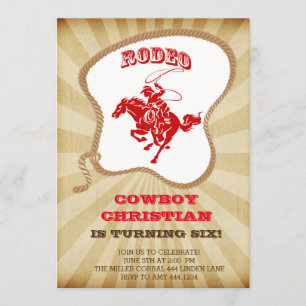 Convites de festas de aniversários Rodeo Cowboy