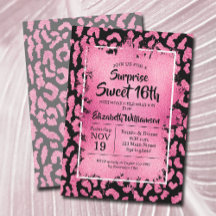 Convites de festas de aniversários rosa-leopardo 1