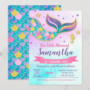 Convites de festas de aniversários Sereia