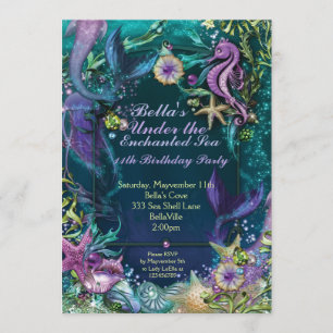 Convites de festas de aniversários Sereia