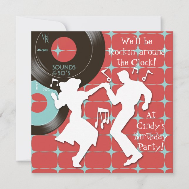 convites de festas de aniversários Tema da década  (Frente)