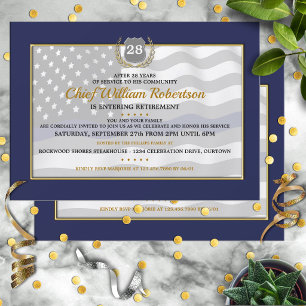 Convites de festas de aposentadoria do oficial de
