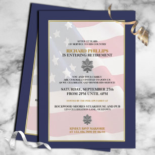 Convites de festas de aposentadoria militares