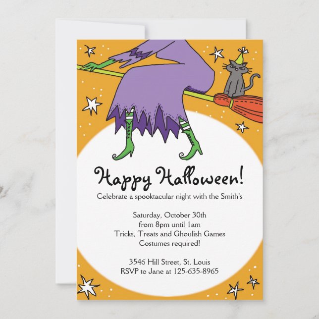 convites de festas de bruxas do Halloween (Frente)