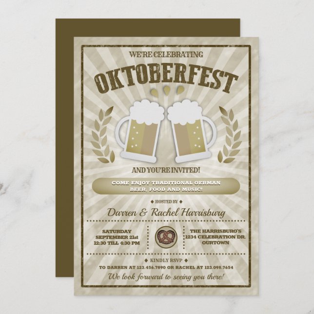 Convites de festas de celebração do Oktoberfest (Frente/Verso)