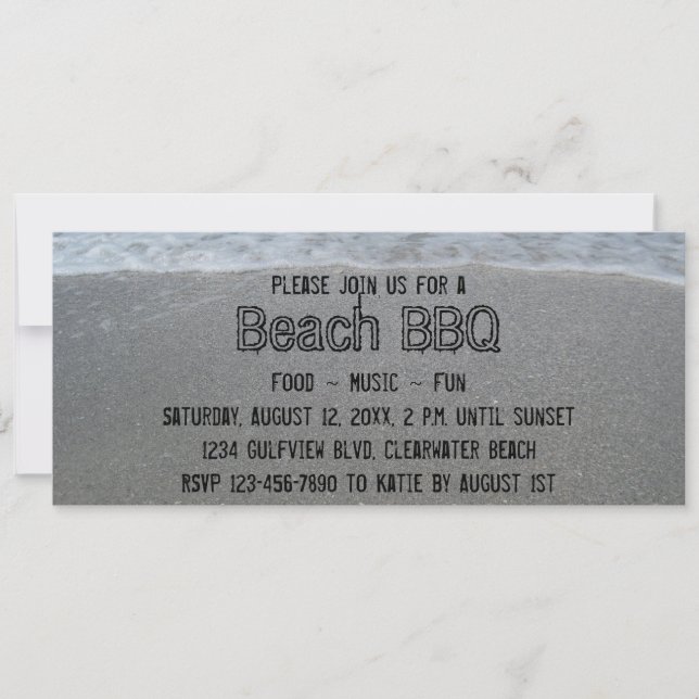 Convites de festas de CHURRASCO de praia (Frente)
