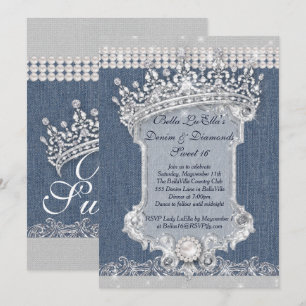 Convites de festas de Denim e Diamantes