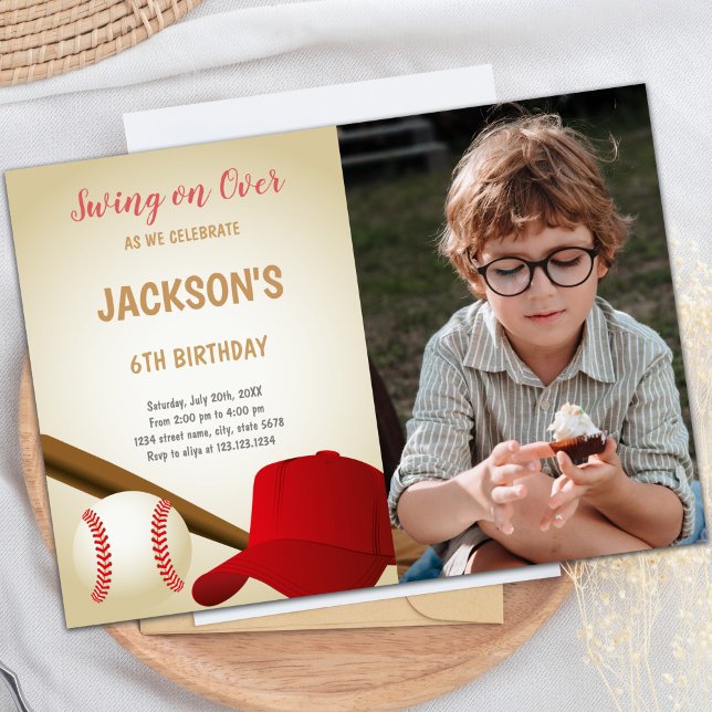 Convites de festas de diversão personalizáveis par (6th Birthday Baseballs Birthday Invitations photo)