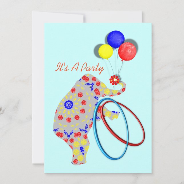 Convites de festas de Elefante de Cirus Bonitos (Frente)
