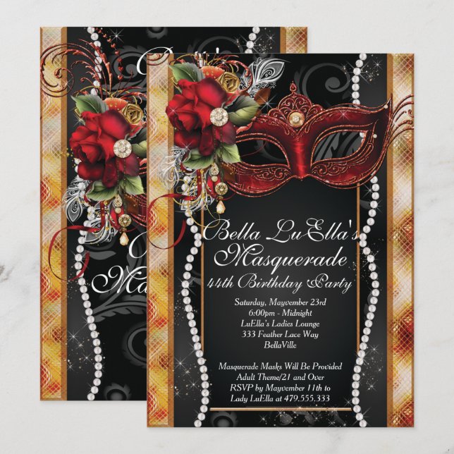 Convites de festas de Eventos de Aniversário de ma (Frente/Verso)