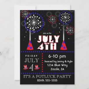 Convites de festas de Fireworks contemporâneos em 
