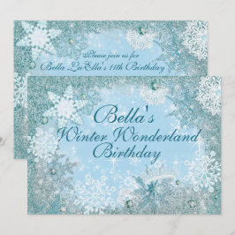 Convites de festas de flocos de neve da Wonderland