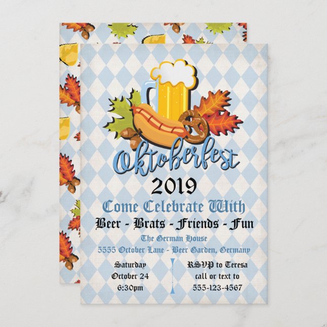 Convites de festas de folhas de octoberfest (Frente/Verso)