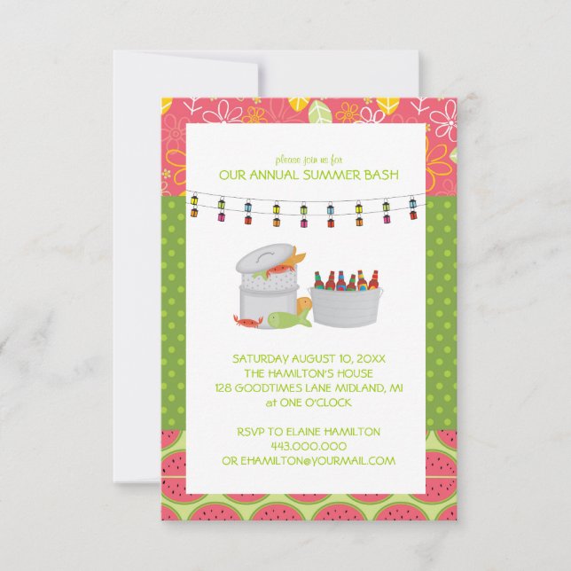 Convites de festas de frutos do mar de Verão (Frente)