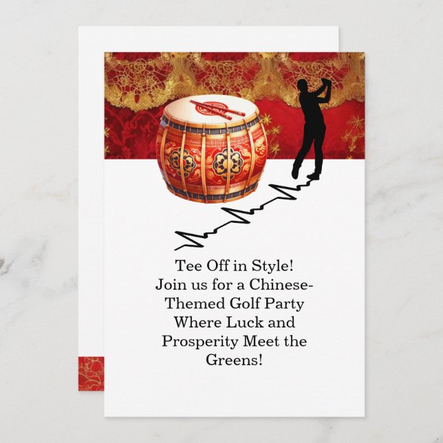 Convites de festas de Golfe de Teto Chinês (Frente/Verso)