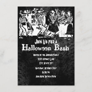 Convites de festas de Halloween de esqueleto