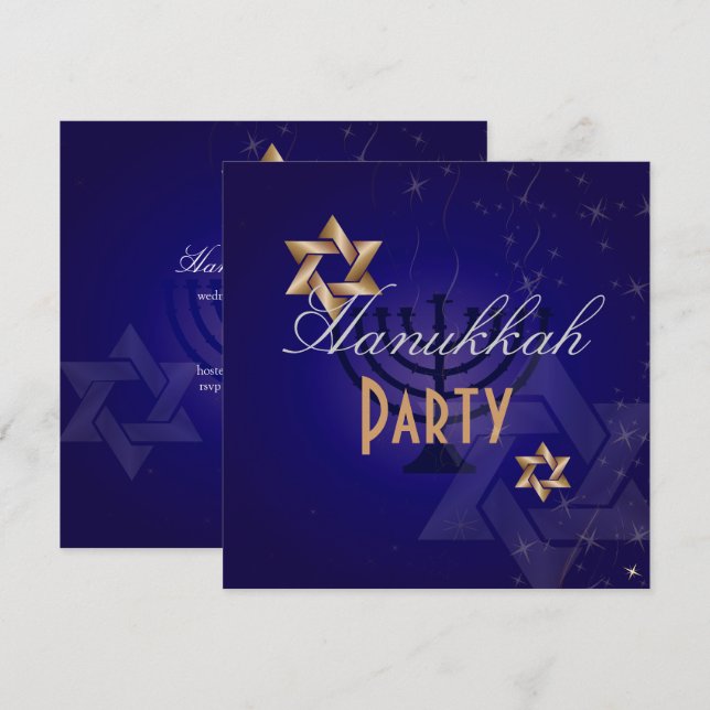 Convites de festas de Hanukkah (Frente/Verso)