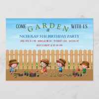 Convites de festas de jardinagem infantil